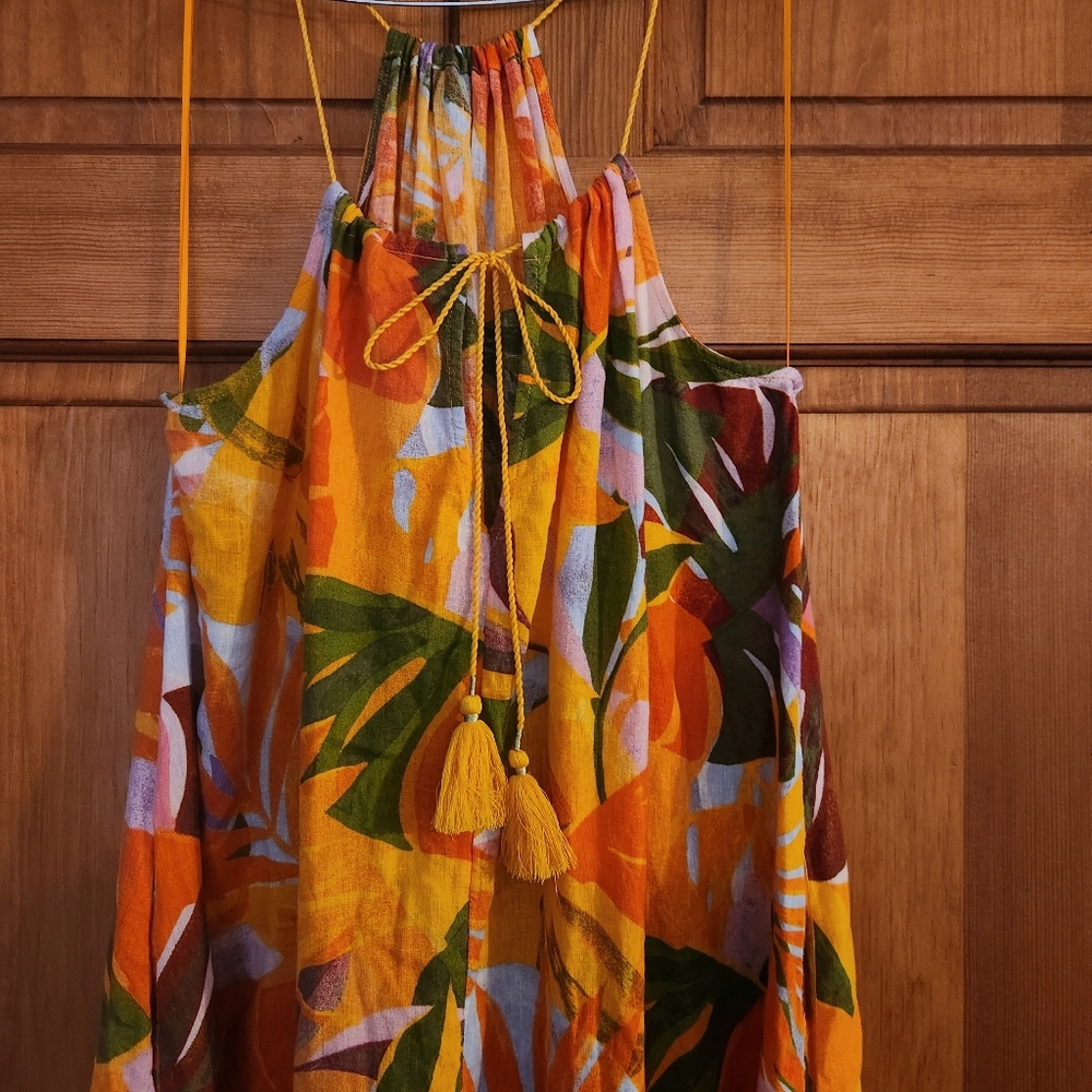 NWT California Tropical Leaf Print Midi Dress By C&C California Medium - Picture 4 of 9